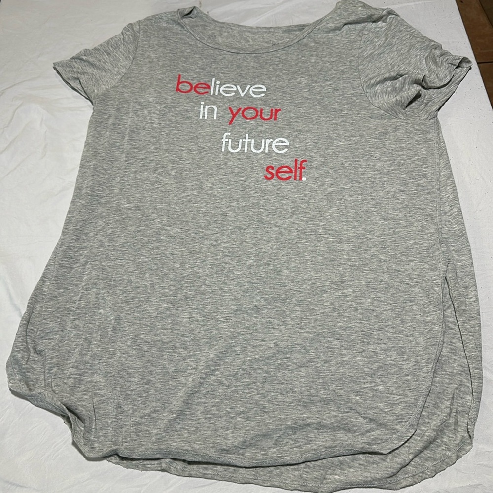 American Eagle Aerie  Gray with Red and White writing Size XLarge Top